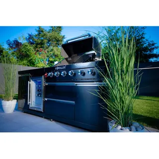 Goriller Outdoorküche, Schwarz Hochglanz, Metall, Rund, 33,700 W, 230x90x58 cm, Grills & Outdoor-Küchen, Gasgrills