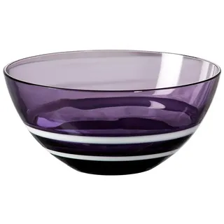 CRISTALICA Dessertschalen Obstschale Konfektschale 12,5 cm aus Glas Violett Weiß Colori Two Rings, elegante Glasschale Servierschale für Dessert Snacks Küche Tischdeko & Osterdeko