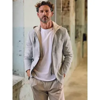 emilio adani Herren Sakko mit Kapuzeneinsatz Grau slim fit gemustert - 98