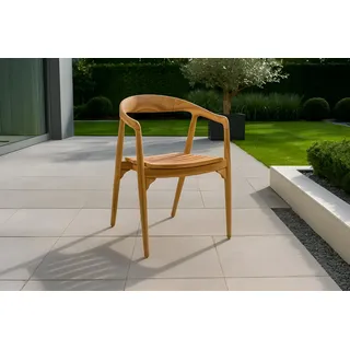 SAM Gartenstuhl Sally 58x50x78 cm, Teakholz massiv, Gartensessel | Stapelbarer Outdoor-Holzstuhl mit Armlehnen für Garten, Balkon & Terrasse