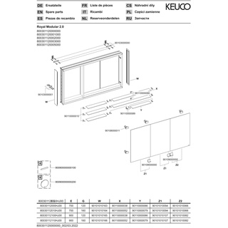 Royal Modular 2.0 800301121000000 Spiegelschrank unbeleuchtet Wandvorbau, ohne Steckdose 1200 x 900 x 120 mm silber-eloxiert