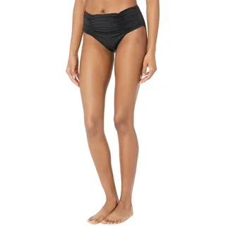 Seafolly Women's Standard Gathered Front Retro Full Coverage Bikini Bottom Swimsuit, Eco Collective Black, 8 - 38