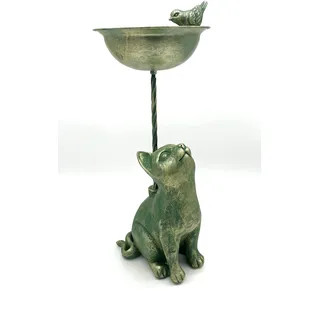 JOKA Luna24 Antike Vogeltränke Katze & Vogel, Bienentränke, Vogelbad, Vogelhaus, Futterstation/Futterhaus für Vögel und Eichhörnchen, Grabschmuck, Gartendeko, Winterfest.