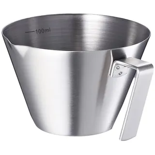 POFET Espresso Shot Becher, 100 ml Espresso Messbecher, Edelstahl Ausgießbecher Waage, Küchenhelfer für Espresso Zubehör – Silber