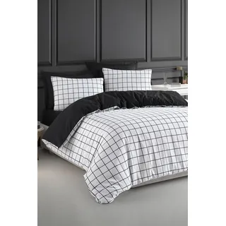 L'Essentiel Linge de Maison, King-Size-Bettbezug-Set (FR), Artus - Black, 65 % BAUMWOLLE / 35 % POLYESTER, Schwarz, 240 x 220 cm - Schwarz/Weiß
