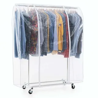 Tatkraft Danko & Anwalt Faltschrank Stabil, bis 100 Kg, Schwerlast Kleiderständer auf Rollen, mit Abdeckung, 91-130x45x160cm, Verchromt Stahl