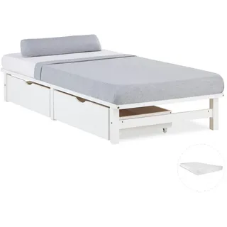 Homestyle4u Holzbett 90 x 200 cm Weiß