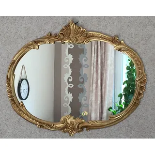 artissimo Wandspiegel Barock Oval Antik Gold 52x42 Badspiegel Vintage Retro Spiegel Prunk Vintage Spiegel