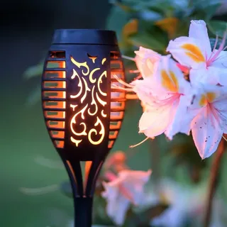 LUMILED Gartenfackel Solar Set Solarleuchten 4er 50cm LEDs mit Erdspieß Flamme Garten Solarleuchte Fackel Lichter LED Flammenlicht Solarfackel