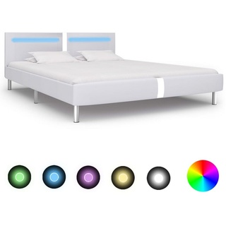 vidaXL Bett Bettgestell mit LED Weiß Kunstleder 180×200 cm weiß 180 cm x 200 cm