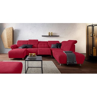 Places of Style Wohnlandschaft Manhattan U-Form, 2 Sitze mit elektrischer Relaxfunktion, verstellbare Armlehnen rot