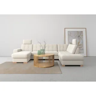 sit&more Wohnlandschaft SIT & MORE "Quincy U-Form", beige (creme), B:312cm H:82cm T:213cm, Sofas, Wohnlandschaft, wahlweise mit Bettfunktion und Bettkasten