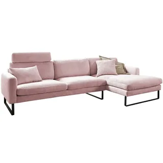 KAWOLA Sofa RICARDA Ecksofa Cord rosa Recamiere rechts - Rosa