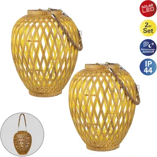NÄVE Solarleuchte Kunststoff (H)24 x Ø 20 cm 2er Set beige