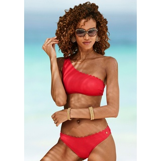 Bustier-Bikini-Top LASCANA "Scallop" Gr. 42, Cup C/D, rot Damen Bikini-Oberteile Ocean Blue in One-Shoulder-Form