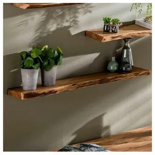 ringo-living Wandregal mit Ablage - 120cm Vintage Akazien Holz Regal für Lego, Bilder, Pflanzen & Deko - Organizer für das Schlafzimmer, Wohnzimmer & Kinderzimmer - Schweberegal für die Wohnwand