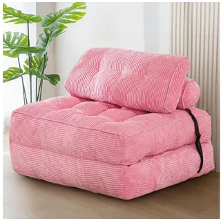 LuxusKollektion Schlafsofa Schlafsofa Schlafsessel Bodensofa Matratze Rückenstütze Rosa Einzel rosa