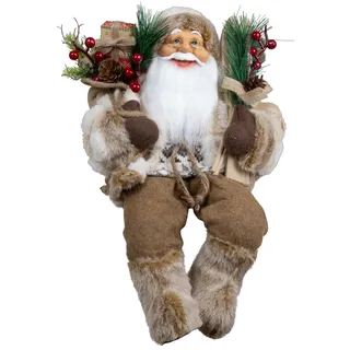 Weihnachtsmann 45cm Santa Braun Mantel Kantenhocker Skandi Look Nikolaus Dekofig