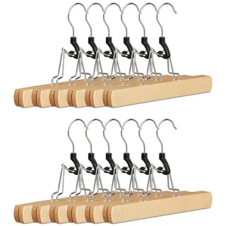 relaxdays Kleiderbügel Hosenspanner Holz 12er Set braun|schwarz|silberfarben
