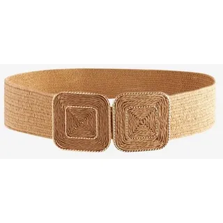 Next Stretchgürtel Breiter Bastgürtel mit eckiger Schnalle (1-St) beige XXL (DE 110)
