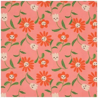 SCHÖNER LEBEN. Stoff Tischdeckenstoff Meterware besch. Baumwolle Enduit fröhliche rosa, abwaschbar rosa