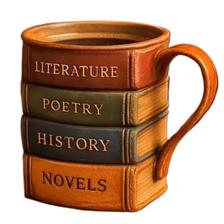 Bemalte Buchtasse, 12X10CM 3D Buchstapel Kaffeetasse, Witzige Handgefertigte Lese Kaffeetasse Mit Isoliertem Henkel, 2025 Bücher Teetassen Zum Trinken Mit Milch, Geschenk Für Literaturliebhaber