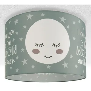 Paco Home Deckenleuchte "Aleyna 103", weiß (grau), 1, Ø 45,5cm H: 29,5cm, Leuchten, Kinderlampe Deckenlampe LED Kinderzimmer Lampe Mond-Motiv, E27, Kinderlampe