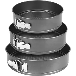 Springform Backformen Set 3-teilig – Runde Kuchenformen 24/26/28 cm mit Antihaftbeschichtung – Stahl Backformen für mehrstöckige Torten