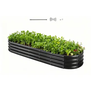 Vevor Hochbeet Pflanzbeet Metall 239 x 60 x 27 cm Dunkelgrau