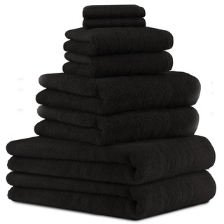 Betz 8er Set Handtücher Handtuch Deluxe 100% Baumwolle 2 Badetücher 2 Duschtücher 2 Handtücher 2 Seiftücher Farbe schwarz