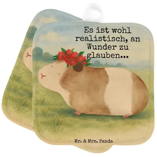 Mr. & Mrs. Panda Topflappen Meerschweinchen Weisheit Design, Topflappen, Weiß, Spruch, Lustige Sp, (Packung), 2er Set Topflappen Realität Meeries weiß