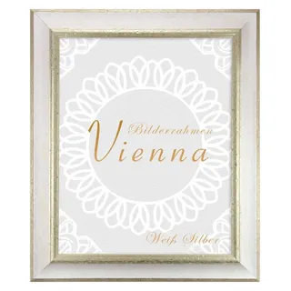 Einzelrahmen Bilderrahmen Vienna, (1 Stück), 30x40 cm, Weiß Silber, Holz silberfarben|weiß 30 cm x 40 cm