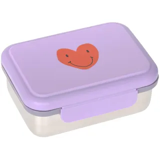 Lässig Kinder Brotdose Edelstahl Lunchbox mit Trennwand Little Gang Heart Lilac