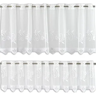 EXPERIENCE Scheibengardine Bistrogardinen Set Scheibengardinen 2305 30, 50 x 160 cm Weiß Grafisch (2 St), Durchzuglöcher, halbtransparent, Wirkware, Wirkgardine weiß