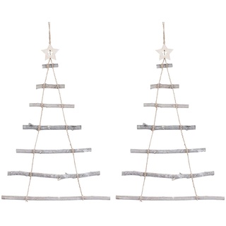 Britesta Weihnachtsdeko: 2 Deko-Holzleitern in Weihnachtsbaum-Form zum Aufhängen, 48 x 78 cm (Deko Weihnachtsbaum Holz, Weihnachtsbaum Leiter Deko, Lichterketten)
