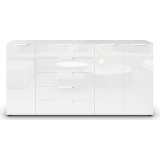 Kommode RAUCH "Flipp" Sideboards Gr. B/H/T: 200 cm x 99 cm x 42 cm, 5, weiß (alpinweiß, glas kristallweiß) Kommode