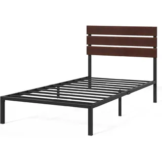 Zinus Figari Bett 90x200 cm - Höhe 31cm mit Stauraum unter dem Bett - Nachhaltiger Bambus- und Metall-Plattformbettrahmen mit Lattenkopfteil - Braun und Schwarz