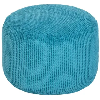 Loft 25 Runder Beanbag Fußhocker - Pouf 44x30cm mit EPS-Perlen Füllung - Innenbereich Wohnzimmer Cord Pouf hocker, Gaming Pouf für Erwachsene, sitzpouf, Leichter Pouf hocker (Türkis)