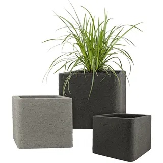 Pflanzwerk® Pflanzkübel Kunststoff Cube Lava Grau 27x30x30cm Blumentopf *Frostbeständige Blumenkübel* *2 Jahre GARANTIE* *Premium Pflanzenkübel Qualität*