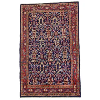 Borento Orientteppich Perserteppich Hamadan 207 x 132 cm, rechteckig, Handgeknüpft blau