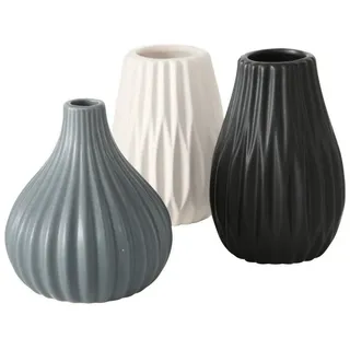 BOLTZE GRUPPE GmbH Dekovase Boltze Vasen-Set Wilma 3-teilig Schwarz-Grau-Weiß 1016806 (3 St)