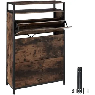 Tectake Industrial Schuhkipper 32 x 130 x 81 cm dunkelbraun / dunkel