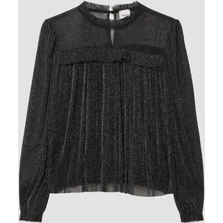 s.Oliver Festliches Shirt aus Glitzermesh mit Rüschen Schwarz L