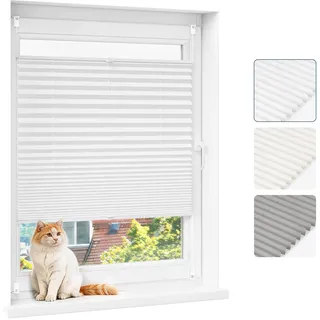 WOLTU Plissee Klemmfix ohne Bohren 100 x 130 cm Weiß, Faltrollo Klemmrollo | Plisseerollo lichtdurchlässig, Sichtschutz und Sonnenschutz, stufenlos verstellbar, einfache Montage für Fenster und Tür
