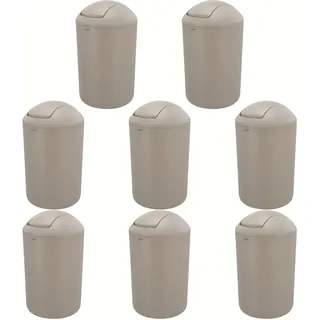 baliv Kosmetikeimer 8x 6 l Taupe Schwingdeckel Bad WC Mülleimer