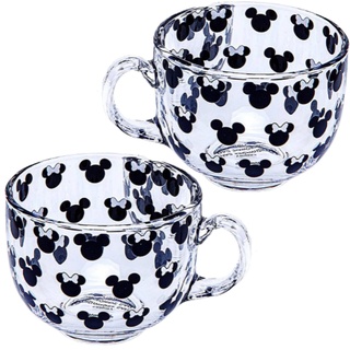 Disney Minnie Mickey Cappuccino-Tasse aus klarem Glas, für Tee, Kaffee, heiße Schokolade, 2 Stück