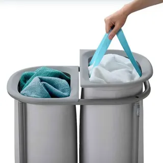 Wäschekorb Mit Deckel, Duo, Modell Laundry Hamper 80l, Ideal Für Wäsche Und Bad, Großes Fassungsvermögen, Vertikales Design, Ergonomische Griffe, Leicht Zu Reinigen Und Zu Bewegen.