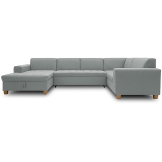 DOMO. collection Sugar Wohnlandschaft, Sofa, Couch, Polstergarnitur, Moderne U-Form, Mint, 162 x 333 x 199 cm