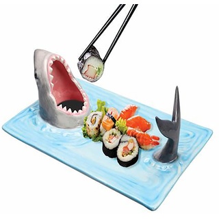 JTBDWOSK Sushi Set, 3-teilig Sushi Teller Porzellan japanische ESS Service Geschirrset,mit Sushi Teller, runden Soßenschälchen und Essstäbchen,Multi colored
