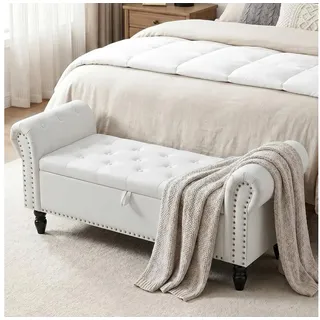 TLGREEN Bettbank Doppelter Hocker mit Stauraum, (Samt,Eleganz und Komfort mit Stauraum), Multifunktionsbank für Wohnzimmer,Schlafzimmer weiß